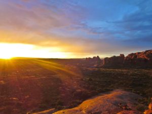 Arches sunset after clearing storm